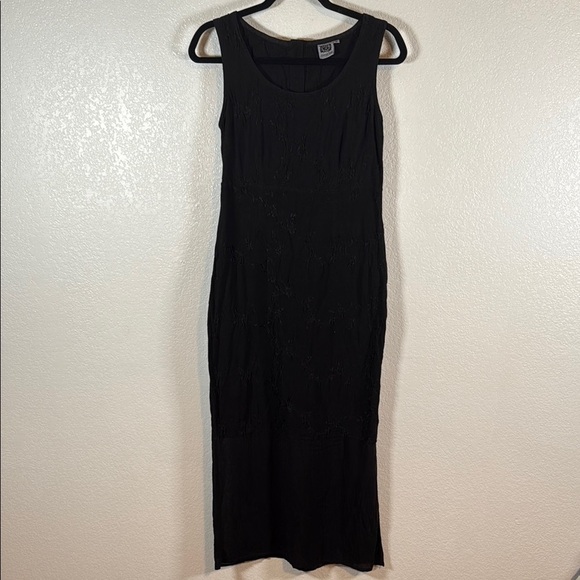 Johnny Was Black Floral Embroidered Maxi Dress Mixed Media Size Small - Picture 1 of 8
